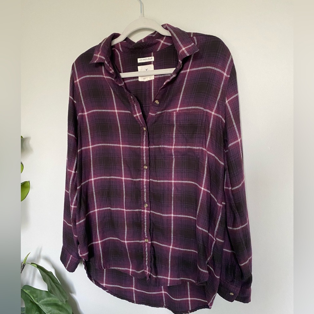 American Eagle Boyfriend Fit Flannel Shirt- Medium